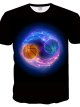 Youth Novelty T-Shirt Ice And Fire Wolf Top Summer Loose Fit Tees