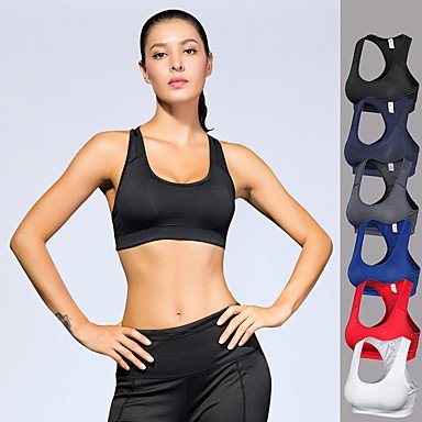 Women's Sports Bra Summer Racerback Removable Pad Fashion White Black Red Blue Dark Blue Mesh Spandex Fitness Gym Workout Running Bra Top Sport Activewear Breathable High Impact Quick Dry Moisture